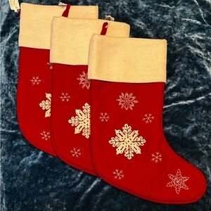 NWT Thick Wool Stockings w/ Embroidered Cream Snowflakes Department 56